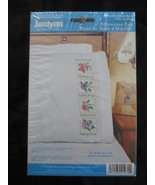 NIP Janlynn PAIR FLOWER PATCH Stamped Cross Stitch PILLOWCASES  - 20&quot; x ... - £7.86 GBP