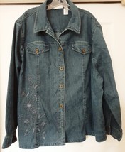 ALFRED DUNNER Blue Denim Jacket Shirt Top Embellished Button Up Women&#39;s ... - £19.22 GBP
