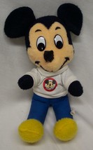 Vintage Walt Disney Mickey Mouse With Club T-SHIRT 11&quot; Plush Stuffed Animal Toy - £27.25 GBP