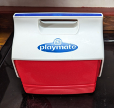 Vtg Cooler Lunchbox by Igloo Playmate Red, White w/Blue Logo W/ Push Button Side - £11.40 GBP