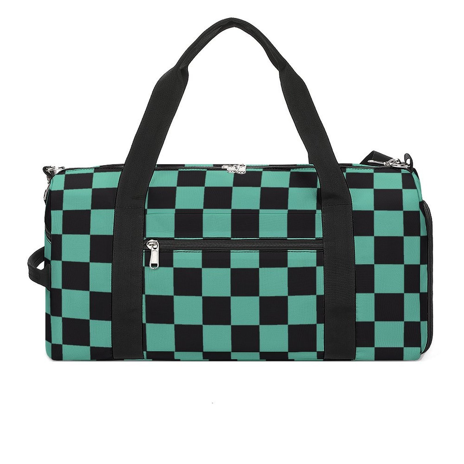 Demon Anime Black Green Checkered Checkerboard Gym Bag
