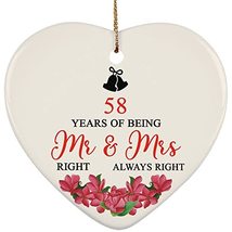 hdhshop24 58 Years of Being Mr Right &amp; Mrs Always Right 2021 Ornament 58th Weddi - £15.51 GBP