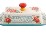 The Pioneer Woman ~ &quot;Vintage Floral&quot; Multicolor Covered ~ Stoneware Butt... - £17.87 GBP