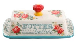 The Pioneer Woman ~ &quot;Vintage Floral&quot; Multicolor Covered ~ Stoneware Butter Dish - £17.93 GBP
