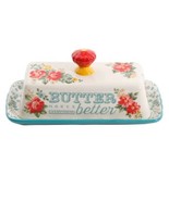 The Pioneer Woman ~ &quot;Vintage Floral&quot; Multicolor Covered ~ Stoneware Butt... - $30.67 CAD