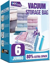 Vacuum Storage Bags, 6 Jumbo Space Saver Vacuum Seal Bags, - £24.54 GBP