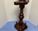 Vintage Mid Century Modern Turned Oak Wood Plant or Ash Tray Stand Claw ... - $74.25