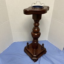 Vintage Mid Century Modern Turned Oak Wood Plant or Ash Tray Stand Claw Feet 24” - £59.71 GBP