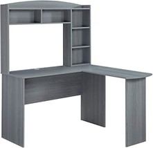 Grey Modern Hutch L-Shaped Computer Desk By Techni Mobili. - £112.49 GBP