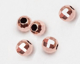 14k solid rose gold 2 3 4 5 6 MM mirror faceted beads  (price for 1 piec... - £3.88 GBP