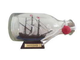 [Pack Of 2] Mayflower Model Ship in a Glass Bottle 5&quot;&quot; - £46.19 GBP