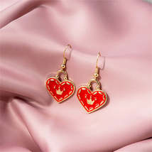 Red Enamel &amp; 18K Gold-Plated My Queen Crown Heart Drop Earrings - £10.37 GBP