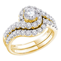 14kt Yellow Gold Round Diamond Bridal Wedding Ring Band Set 1-3/8 Ctw - £2,540.05 GBP