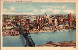 SKYLINE Buildings From MT Washington Bridge River Pittsburgh PA Postcard (B11) - £4.56 GBP