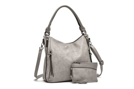 AFKOMST Fashion Women Bag Solid Color Tassel Crossbody Handbag PU Leather Large  - £48.91 GBP