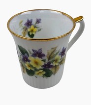 Vintage Royal Heritage Floral Tea Cup Mug Bone China England Yellow Purple - £11.94 GBP