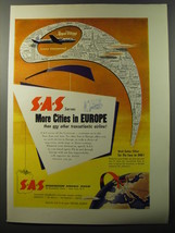 1953 Sabena Airlines Ad - SAS serves more cities in Europe - £14.72 GBP