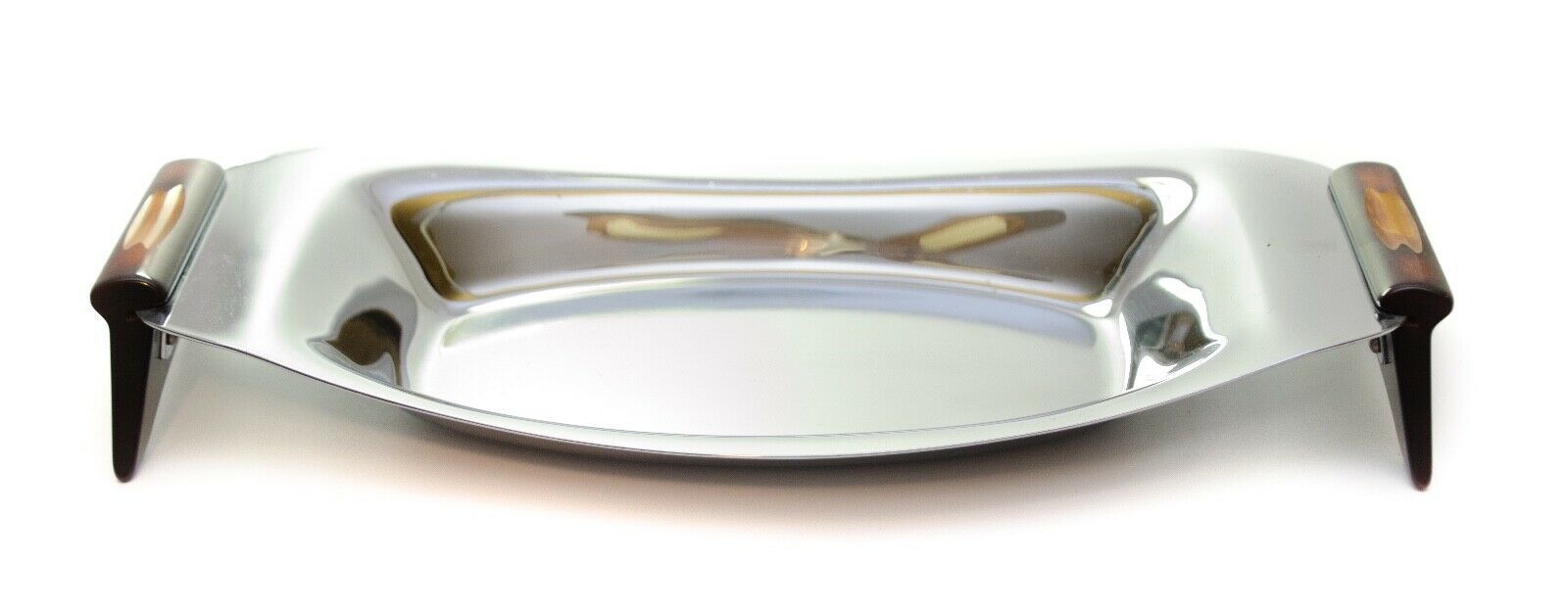 Primary image for Vintage Glo-Hill Serving Tray Oval Gourmet Canada Red & Caramel Bakelite Handles
