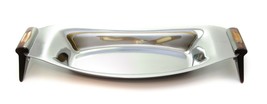 Vintage Glo-Hill Serving Tray Oval Gourmet Canada Red & Caramel Bakelite Handles - $21.75