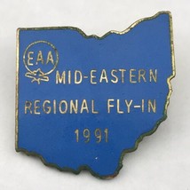 EAA Mid Eastern Regional Fly In 1991 Vintage Pin Ohio State Shape Pilot Aviation - £7.95 GBP