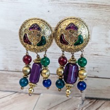 Vintage Clip On Earrings Large Statement Dangle - Clips Are Not Tight - £11.91 GBP