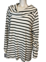 Talbots White And Black Striped Cowl Neck Long Sleeve Pullover Size 3X - £26.14 GBP