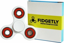 NEW Fidgetly 5007 Fidget Spinner Toy Stress Reducer WHITE/RED Focus ADHD Anxiety - £3.91 GBP