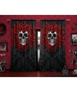 Goth Medusa Skull Curtains, Red Snakes, Gothic Home Decor, Window Drapes, Sheer  - $164.00