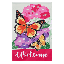 Welcome Butterfly Suede Garden Flag- 2 Sided Message, 12.5&quot; x 18&quot; - £16.59 GBP