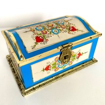 1970s James P Linette Candy Tin Blue Red Cream Gold Made In West Germany Vintage - £11.75 GBP