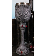 Medieval Wizard&#39;s Blood Alchemy Tall Twin Dragons Wine Goblet Chalice 6oz - $475.79 MXN