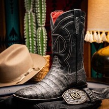 TUCSON Genuine Caiman Belly Skin Cowboy Boot from the Western Collection Stone G image 10
