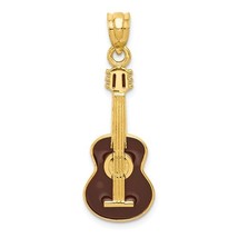 14K Yellow Gold Enameled Guitar Pendant - £196.58 GBP