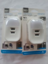 2 USB Night Lights Jasco 49952 LED Night Light USB Charging Auto On/Off - £16.18 GBP