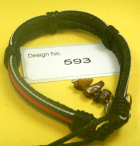 Tiger Eye Gemstone-Energy Jewelry-Men &amp;Women Leather Bangle Bracelets Cuff 593 - £4.56 GBP