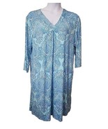 Silky Paisley Nightgown Womens Size XL Blue Pockets Lightweight GS - $18.99