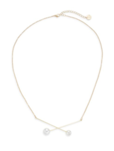 Jules Smith Criss Cross Faux Simulated Pearl 19&quot; Gold Plated Necklace NWT - £6.20 GBP