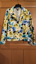 Havana Jacks Cafe Jacket Womens L Floral Hawaiian Button Up Stretch Blazer Shirt - £12.86 GBP
