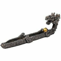 Feng Shui Dragon Holding Orb Cast Bronze Stick Incense Burner Holder 10.25 Inch - £18.37 GBP