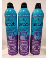 3x Got2b High Insta Hold Hair Spray Mega Cans 18 Oz. Each Big Size Schwa... - £43.45 GBP