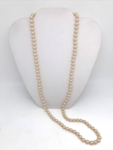 VTG Knotted Butter Cream Faux Pearl Bead 30&quot; Necklace - $18.95