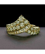 2Ct Simulated Diamond Cluster Women&#39;s Wedding Ring 14K Yellow Gold Plate... - £87.04 GBP