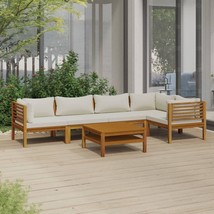  Garden Lounge Set Cream, Acacia wood Solid Acacia wood, fabric - $957.49