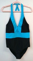 Venus WM 16 Blue Black Colorblock Halter Top One Piece Switsuit - $29.02