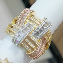 Trendy Cross Geometry Cubic Zirconia Stacks Rings for Women Finger Rings Beads C - £23.66 GBP