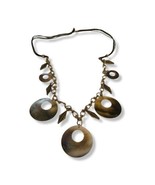 Boho Style Iridescent Bronze Circle Round Disc Fashion Statement Necklace - £19.58 GBP