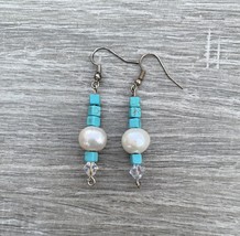 Blue Skies Pearl Turquoise Earrings Free Shipping  - £26.37 GBP