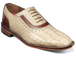 Stacy Adams Riccardi Plain Toe Oxford Shoes Animal Print Ivory Multi 25575-114 - £85.24 GBP