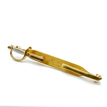 Vintage Anson Cutlass Sword Tie Clip, Gold Tone Illusion Pierced Look, Unique - £52.29 GBP