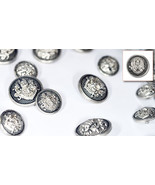 Set of Die Cast Metal Blazer Buttons GA1840-01 Silver Colour 3L/7S ø20mm... - £14.21 GBP